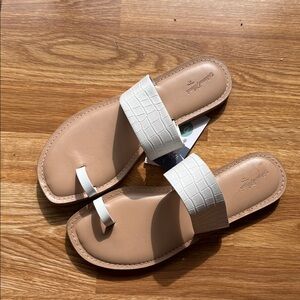 White and Tan Sandals